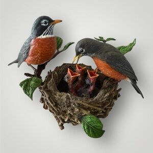 Decorative Bird Figurine with Nest